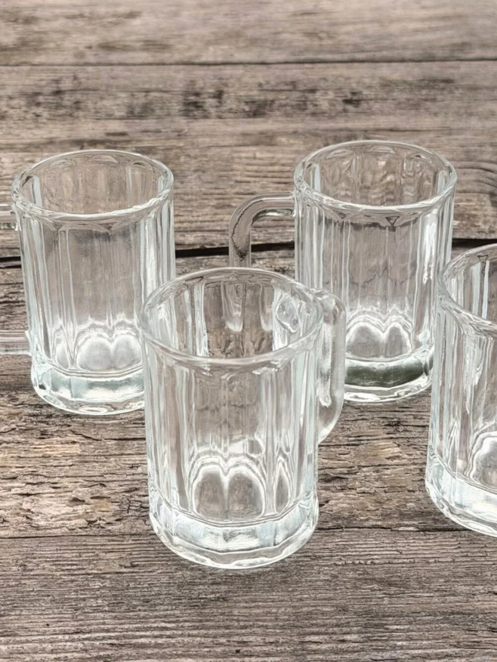 Vintage set of 6 Mini Beer Mug Style Glass Shot Glasses Tasting Parties Barware